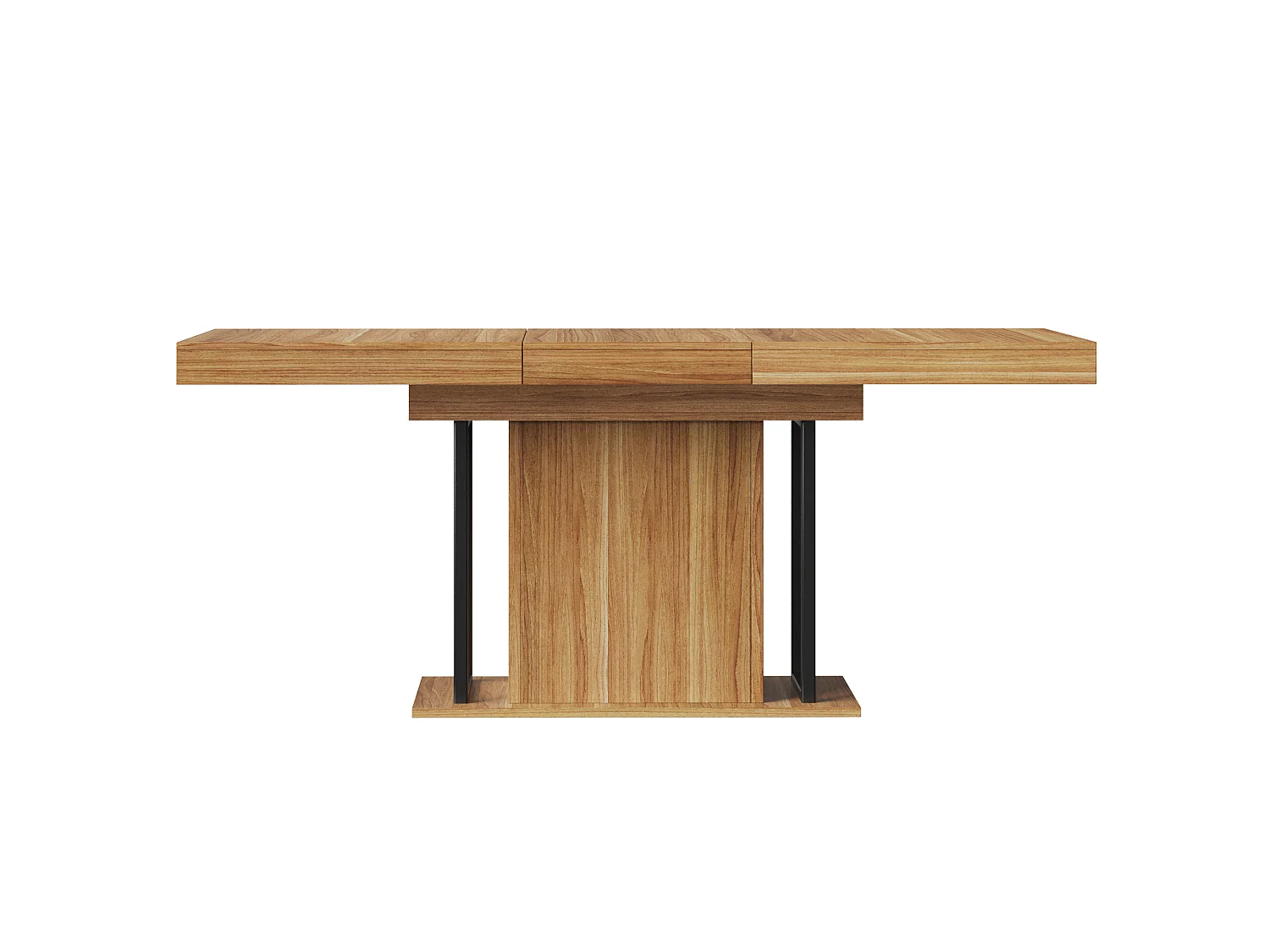 Table à manger extensible avec rangement dissimulé, 1 porte - MDF - 120 à 160 x 80 x 75,5 cm - Marron