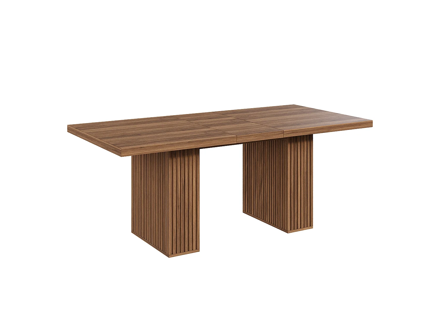 Rozkładany stół jadalny 150/190 x 90 x 75 cm ze zintegrowaną przestrzenią do przechowywania - MDF - Orzech