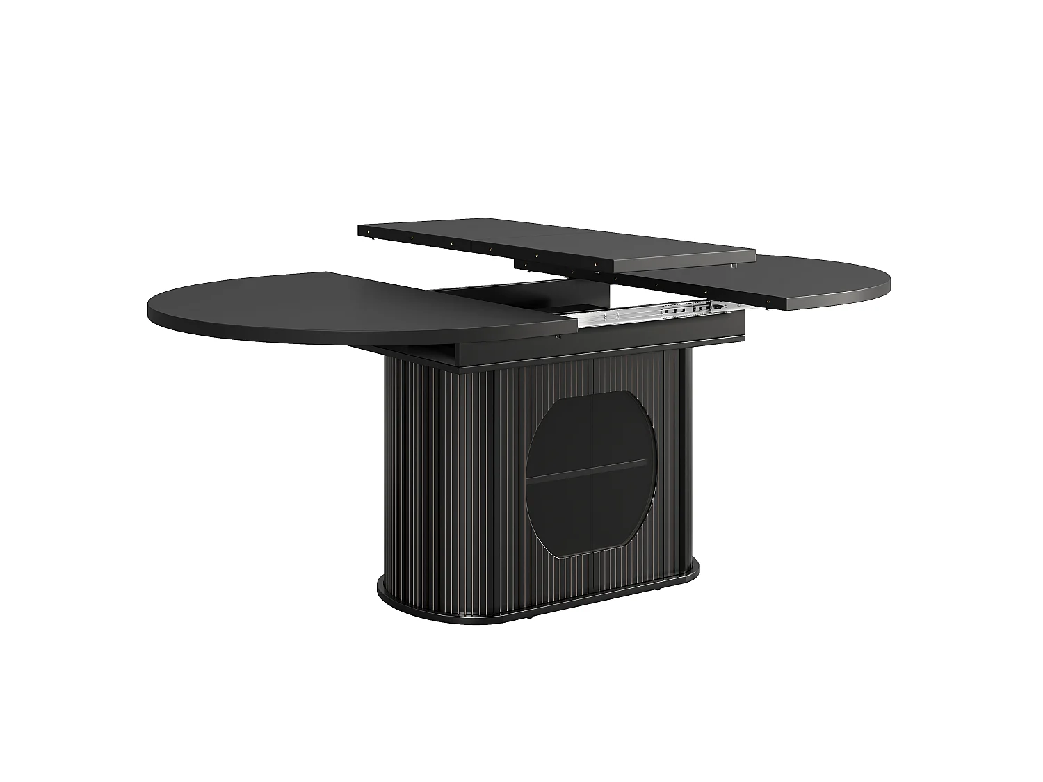 Mesa de jantar extensível com 2 portas de abertura por pressão - MDF - 118 a 158 x 118 x 76,8 cm - Preta