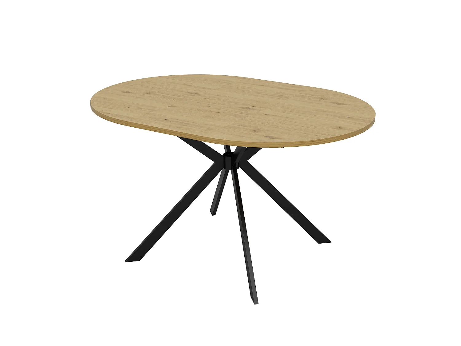 Rozkładany okrągły stół jadalny 100/140 x 100 cm ze zintegrowaną wkładką i metalowymi nogami - MDF - Imitacja drewna