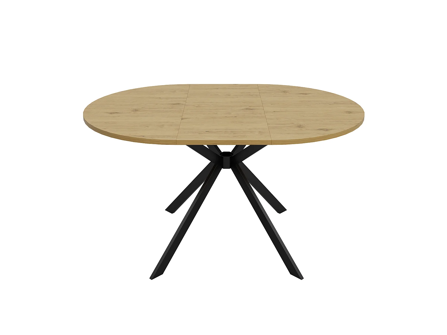 Rozkładany okrągły stół jadalny 100/140 x 100 cm ze zintegrowaną wkładką i metalowymi nogami - MDF - Imitacja drewna