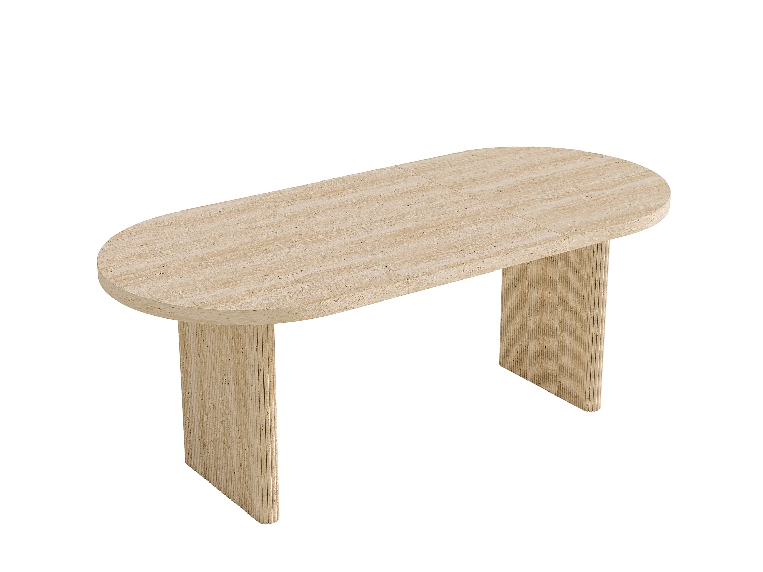 Rozkładany stół jadalny 140/200 x 90 x 75 cm z grubym blatem i zaokrąglonymi narożnikami - MDF - wygląd trawertynu