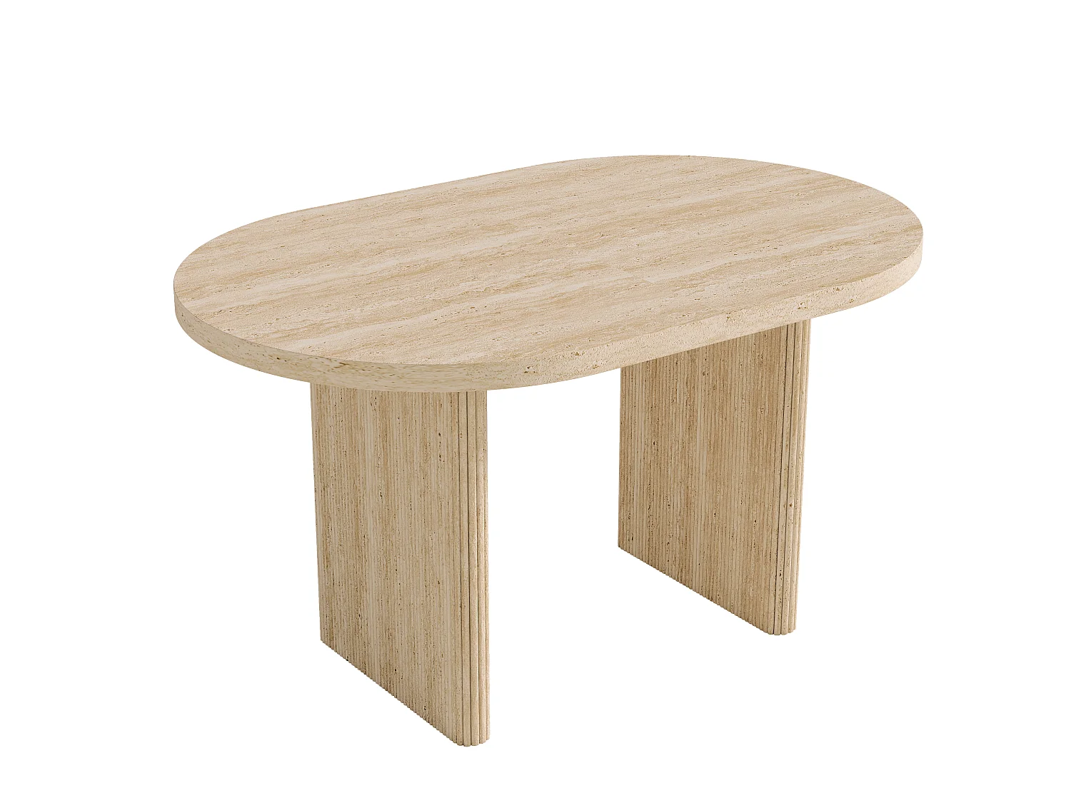 Rozkładany stół jadalny 140/200 x 90 x 75 cm z grubym blatem i zaokrąglonymi narożnikami - MDF - wygląd trawertynu