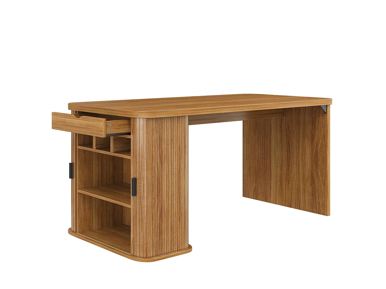 Isola cucina con 2 ante scorrevoli, 1 cassetto e portabottiglie per 3 bottiglie - MDF, metallo - 120 x 60 x 91 cm - Marrone