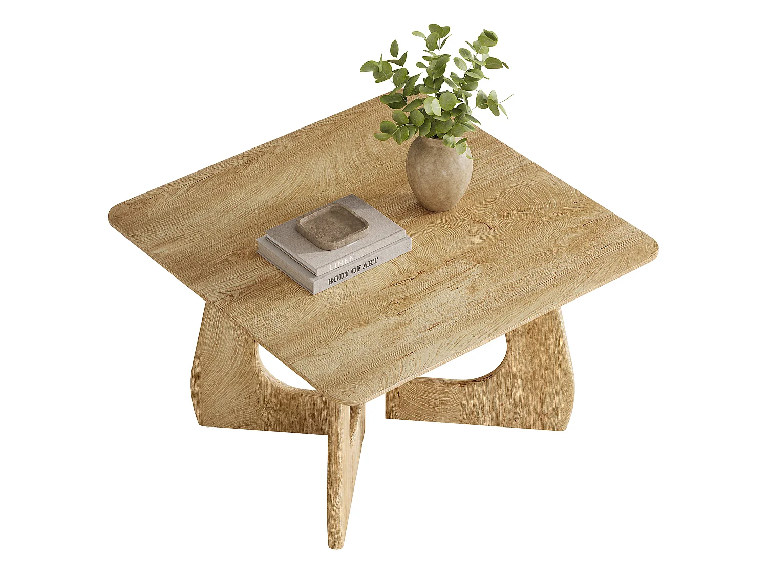 Litet soffbord för vardagsrummet 80 cm rustikt soffbord med unik sammankopplade bendesign