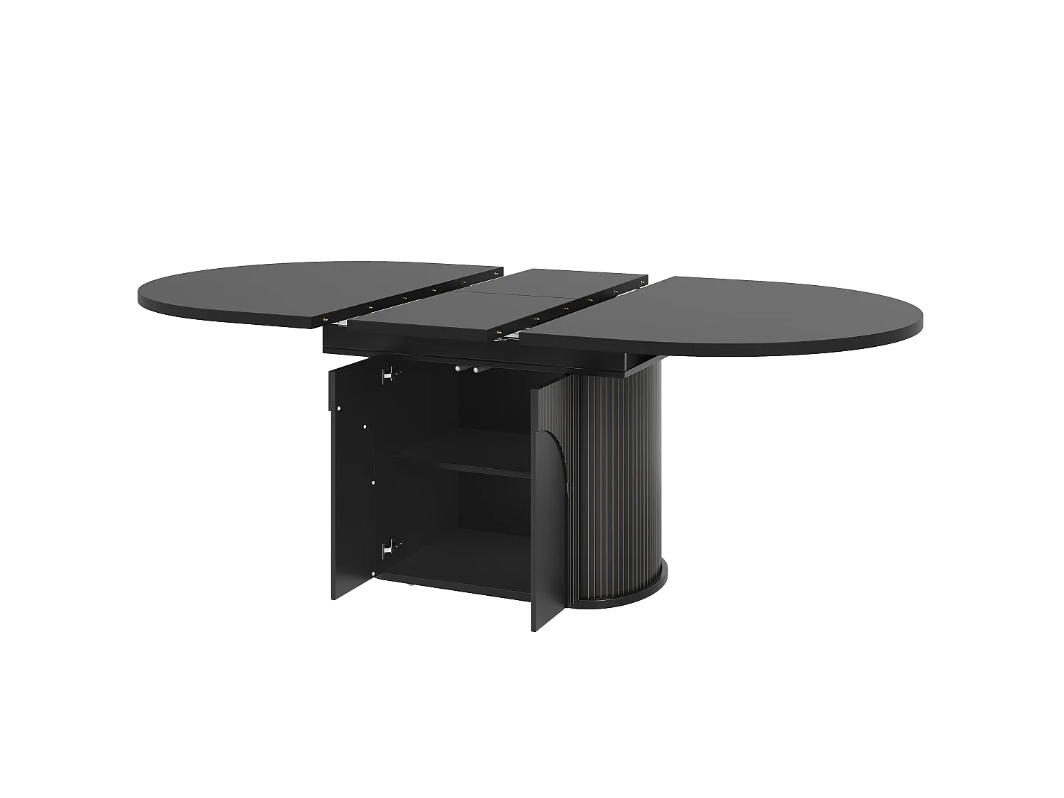 Mesa de jantar extensível com 2 portas de abertura por pressão - MDF - 118 a 158 x 118 x 76,8 cm - Preta