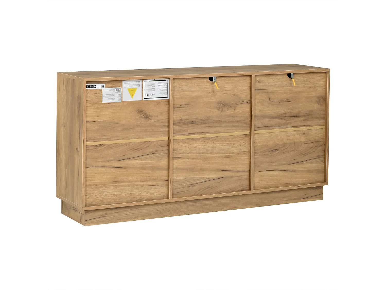 Buffet avec 6 tiroirs, 1 porte et 12 compartiments de rangement - MDF - 140 x 35 x 70 cm - Bois naturel et noir