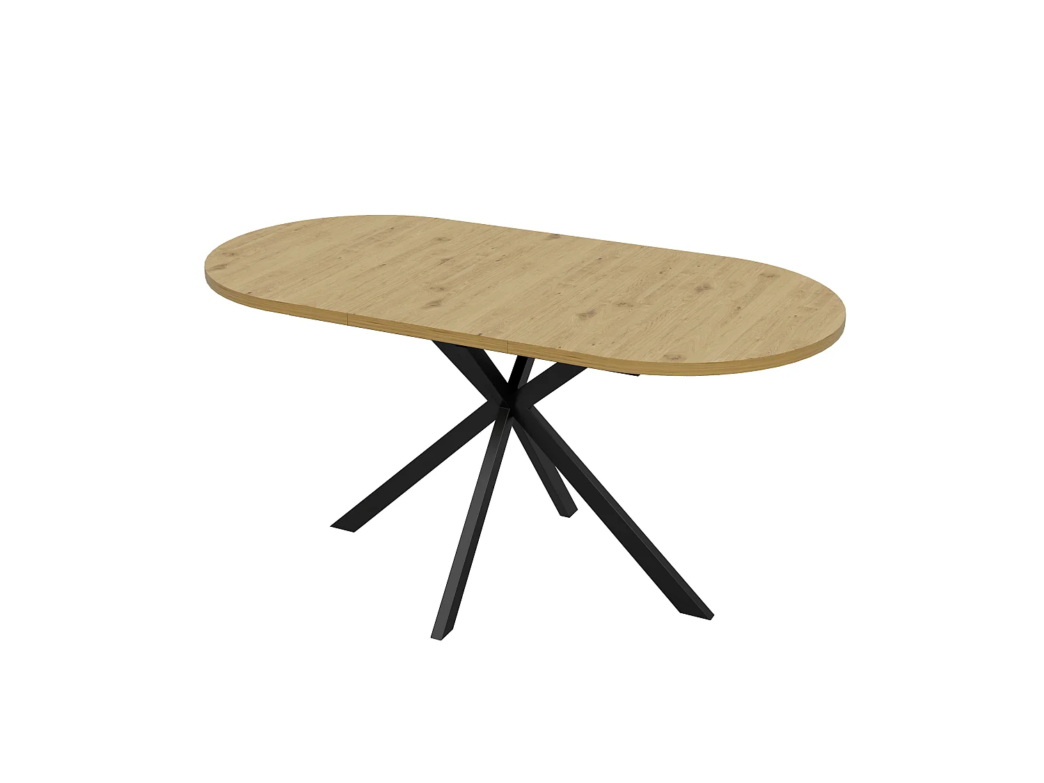 Table à manger ovale extensible 120/160 x 80 cm avec rallonge intégrée et pieds en métal - MDF - Aspect bois