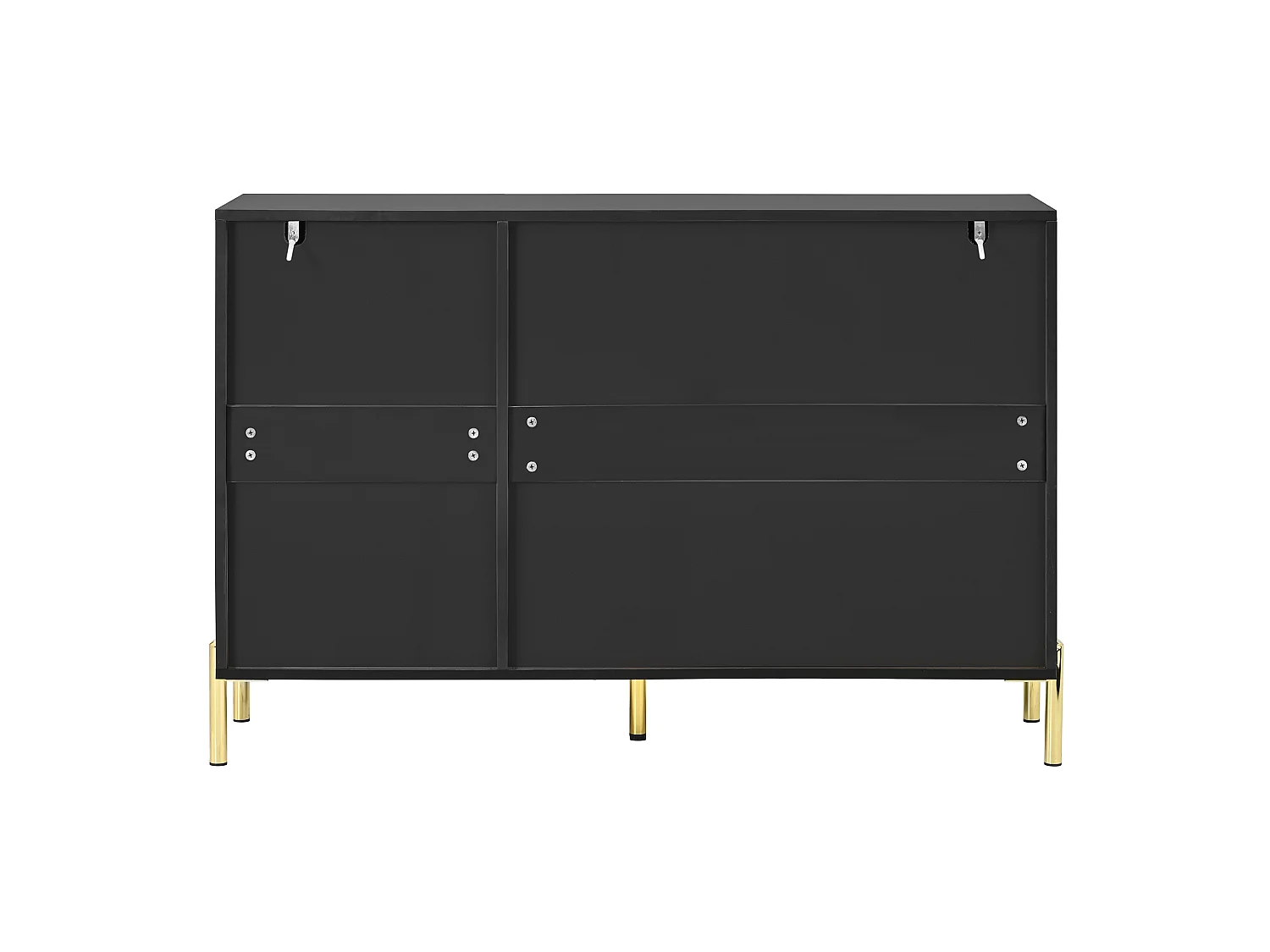 Buffet avec 3 portes rainurées, étagères réglables et pieds en métal - MDF et panneaux de particules - 120 x 35,5 x 80 cm - Noir