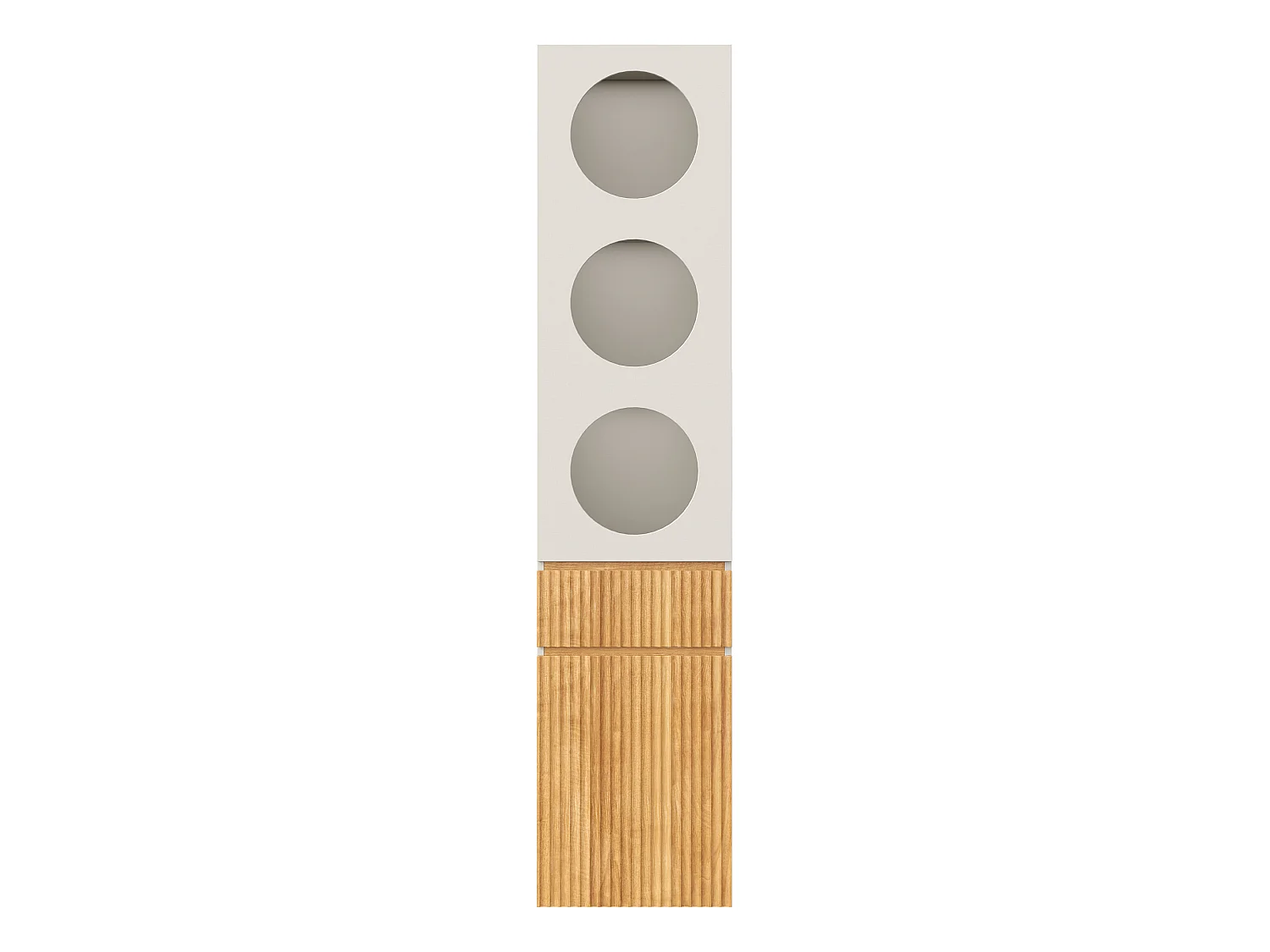 Colonne de rangement 2 portes avec 1 tiroir et 5 compartiments - MDF et panneaux de particules - 45 x 50 x 200 cm - chêne clair