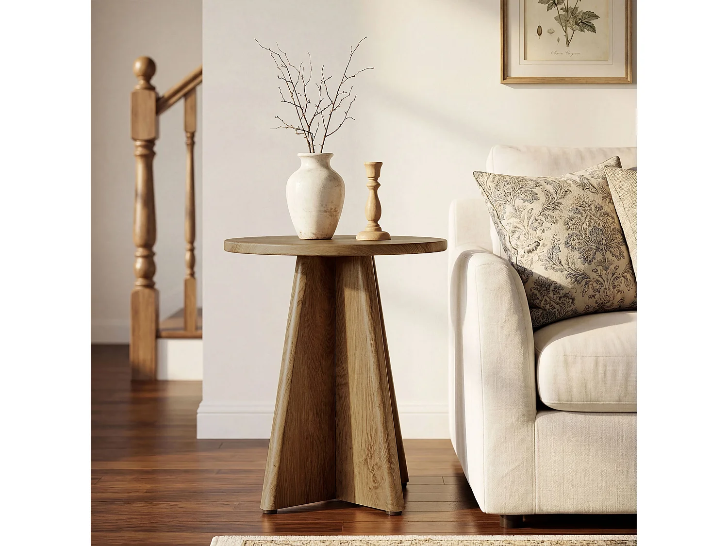 Tribesigns Runt Sidobord Vardagsrum, 50cm Litet Modernt Soffa Sidobord
