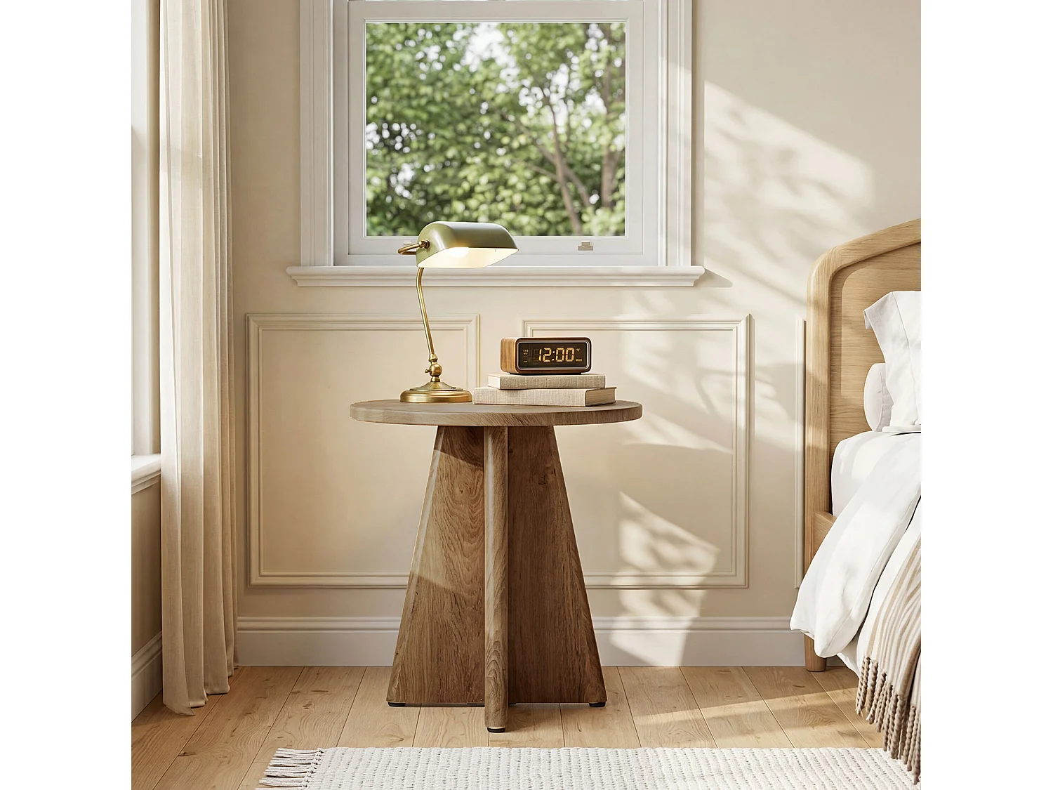 Tribesigns Runt Sidobord Vardagsrum, 50cm Litet Modernt Soffa Sidobord