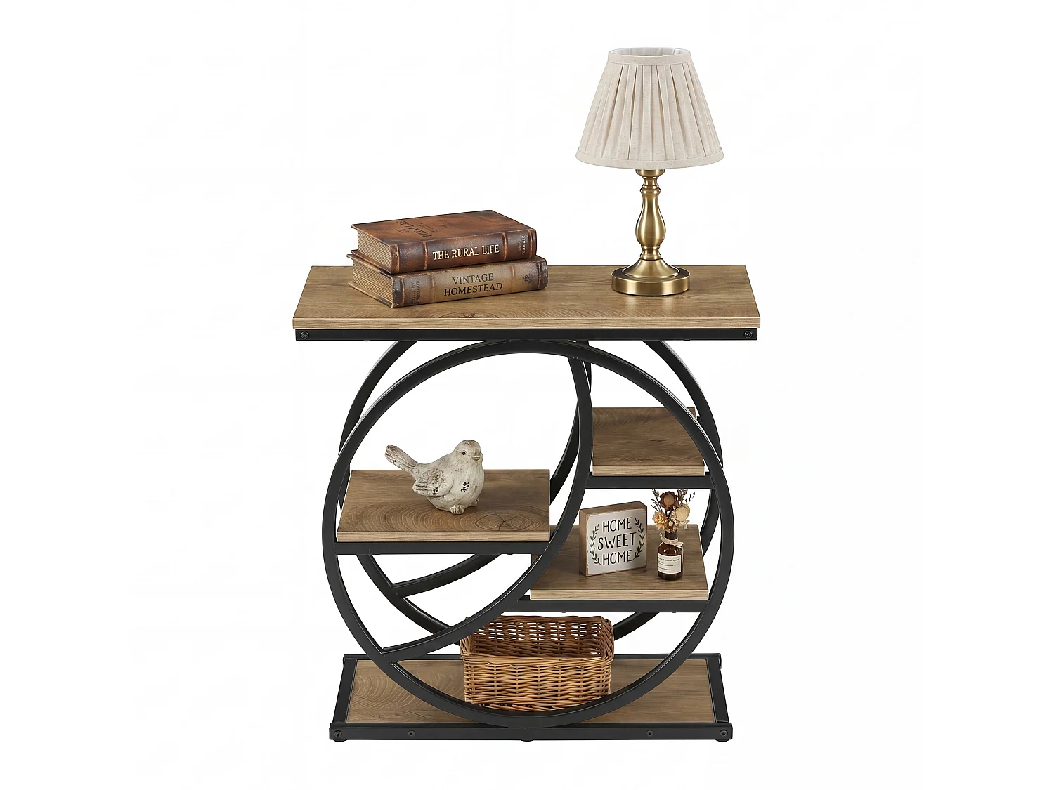 Table d'appoint étroite avec 4 niveaux de rangement spacieux, table de chevet moderne pour salon ou bureau à domicile