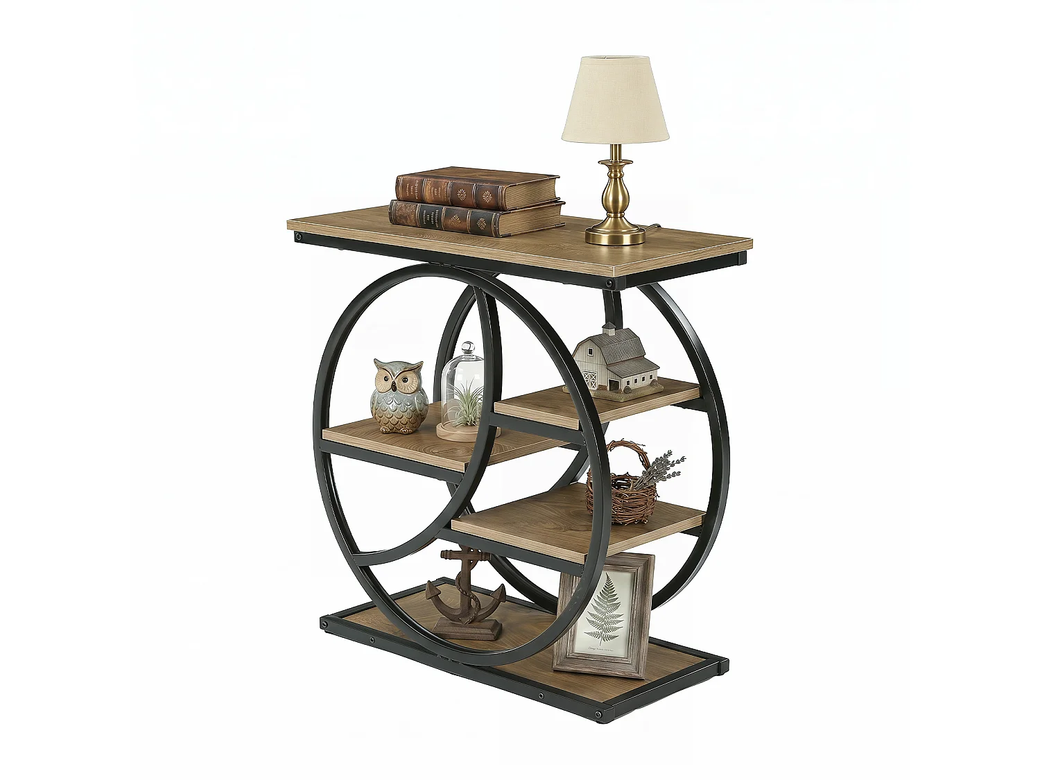 Table d'appoint étroite avec 4 niveaux de rangement spacieux, table de chevet moderne pour salon ou bureau à domicile