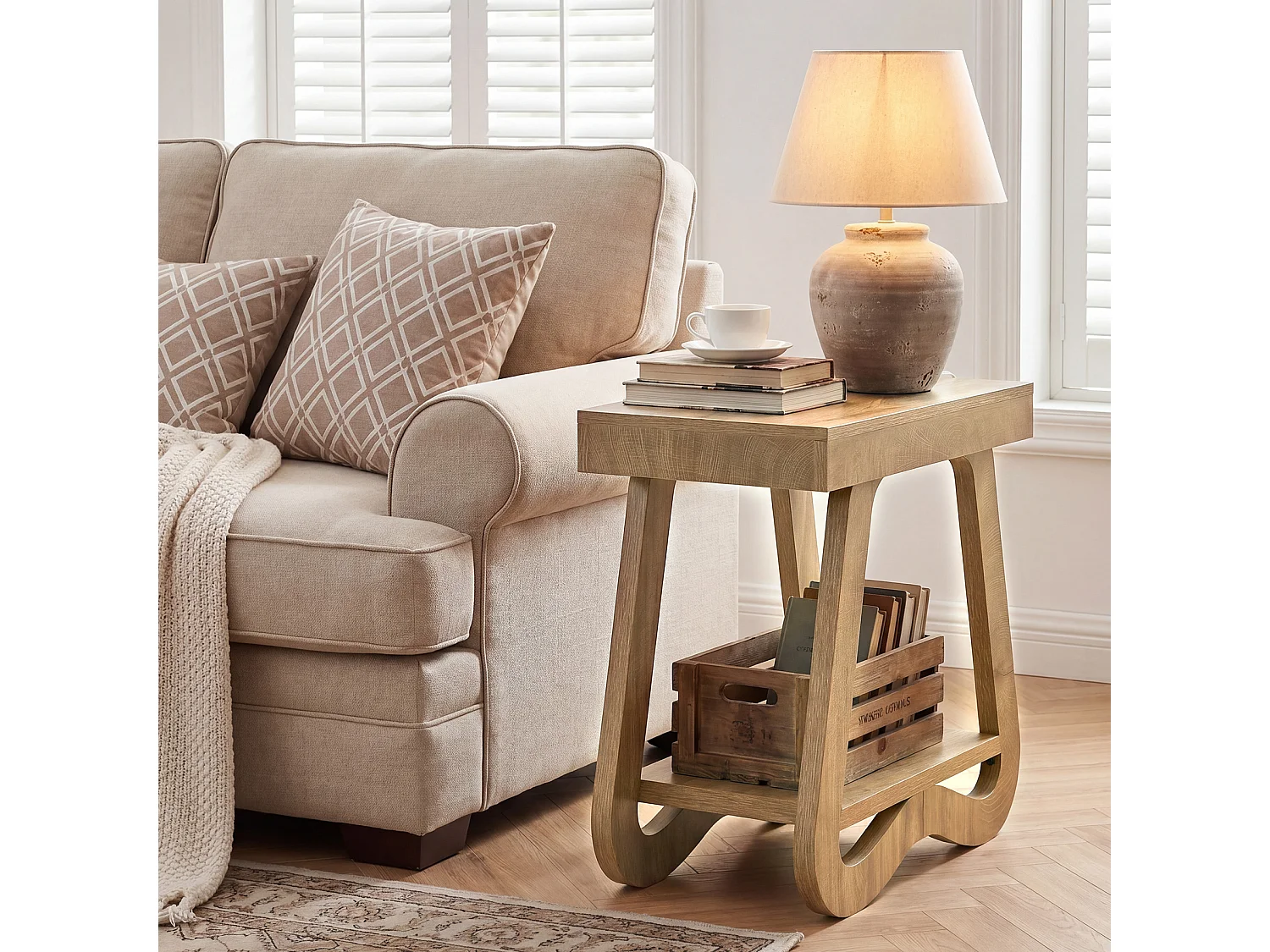 Sidobord med 2 våningar, smalt ändbord för små utrymmen
