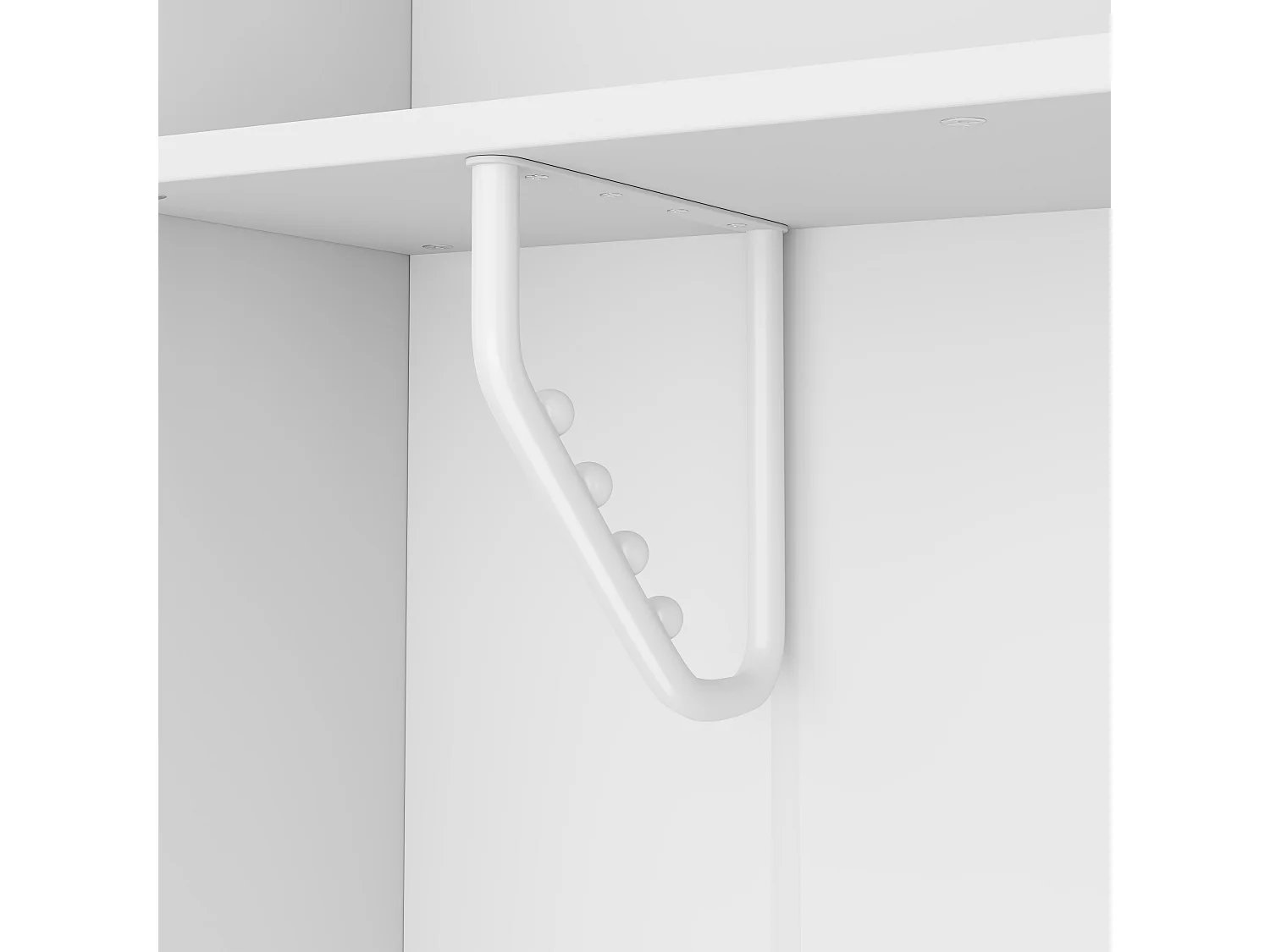 Schmaler Kleiderschrank mit Kleiderstange, 1 Einlegeboden und 2 Schubladen – MDF und Stahl – 50 x 30 x 200 cm – Weiß