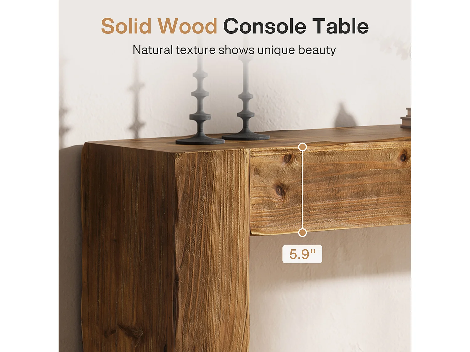 1,6 m massivholz Konsole-Sofa-Tisch, langer Bauernhaus-Flurtisch hinter dem Sofa für das Wohnzimmer