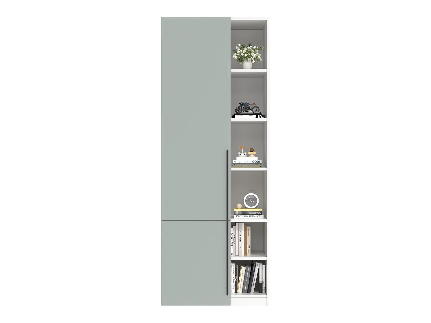 Armoire à 2 portes battantes, 1 penderie et 10 compartiments - MDF et panneaux de particules - 70 x 50 x 200 cm - gris