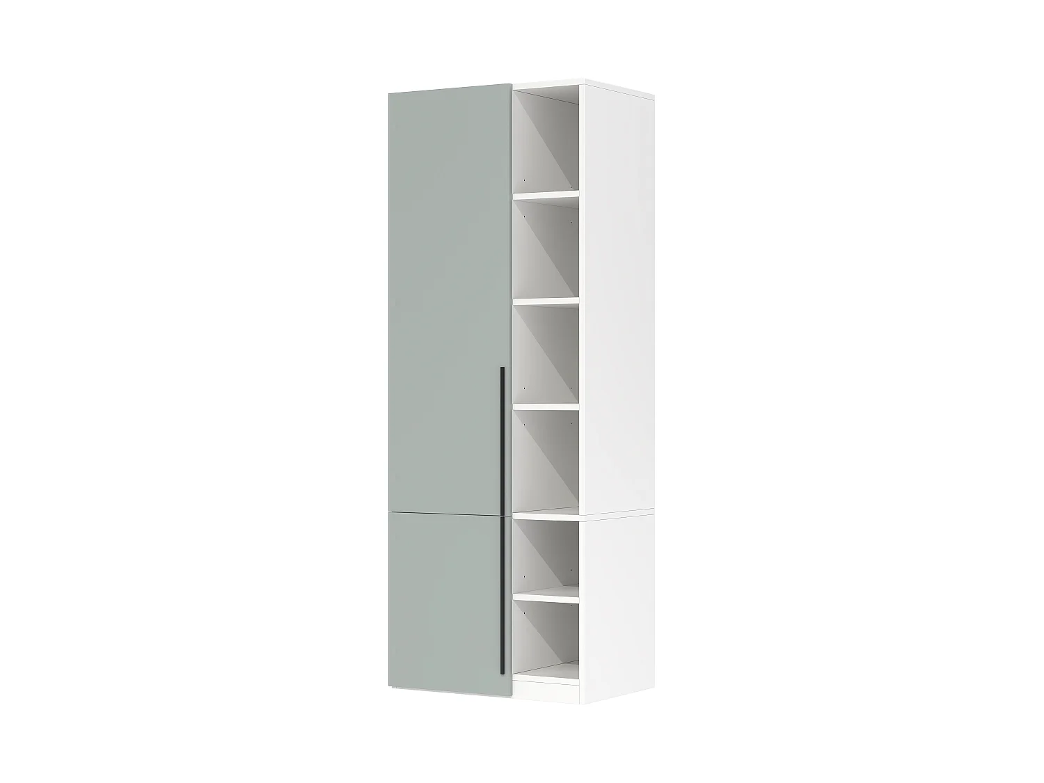 Armoire à 2 portes battantes, 1 penderie et 10 compartiments - MDF et panneaux de particules - 70 x 50 x 200 cm - gris