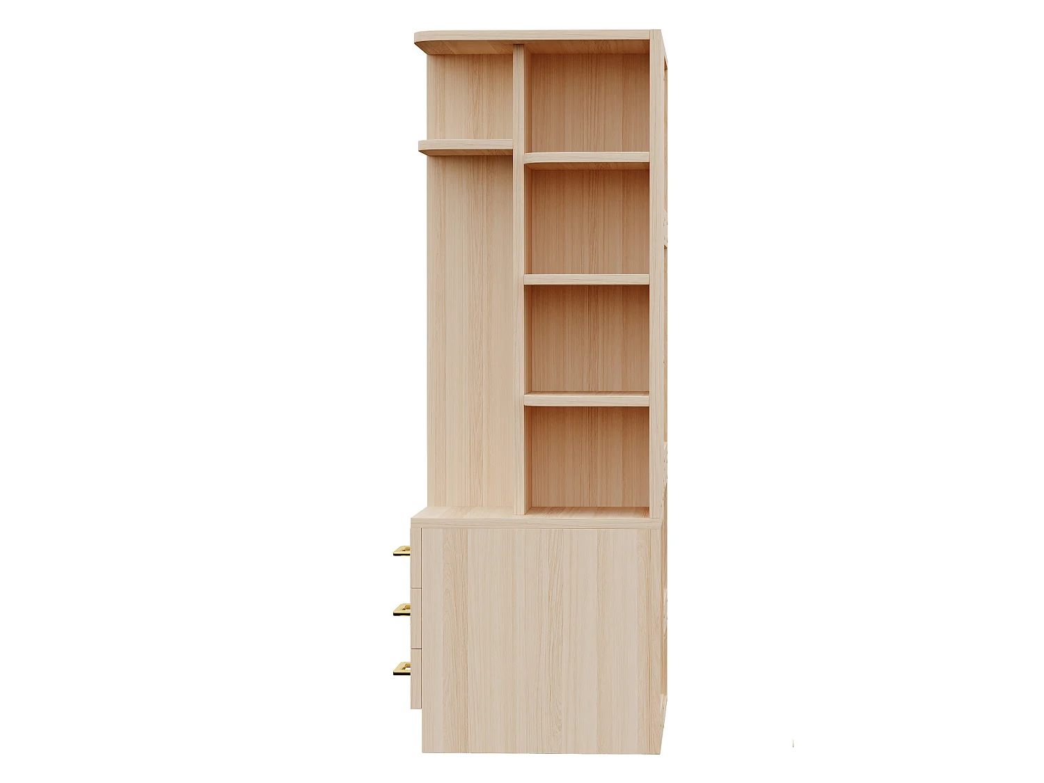 Kleiderschrank mit Kleiderstange, 4 Schubladen und offenen Regalfächern – Holz, Metall, Sperrholz und MDF – 70 x 45 x 135 cm – Holzoptik