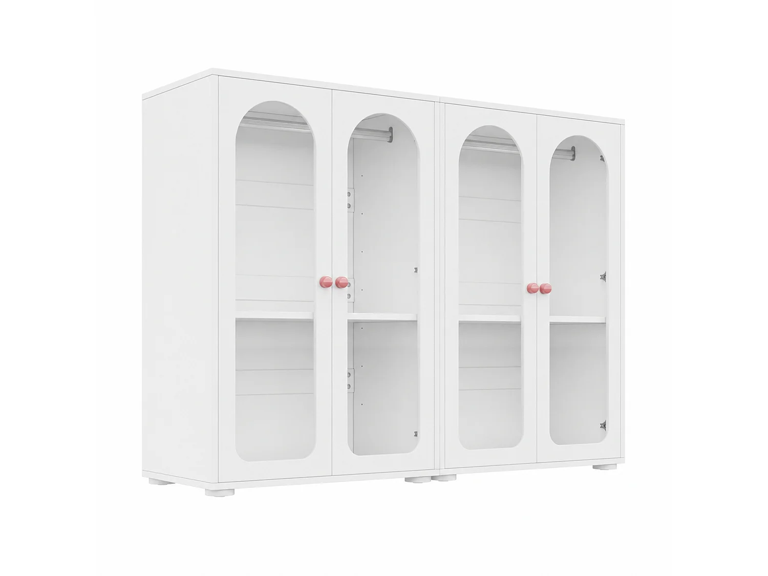 Lot de 2 armoires enfant 2 portes, 1 tringle et étagères réglables - MDF - 160 x 50 x 120 cm - Blanc
