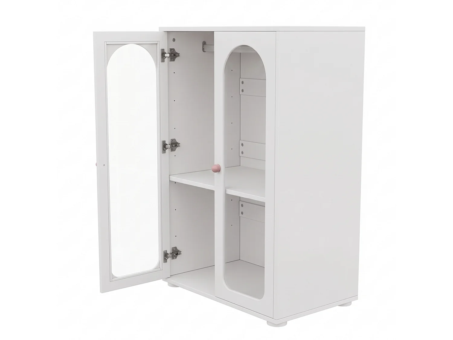 Lot de 2 armoires enfant 2 portes, 1 tringle et étagères réglables - MDF - 160 x 50 x 120 cm - Blanc