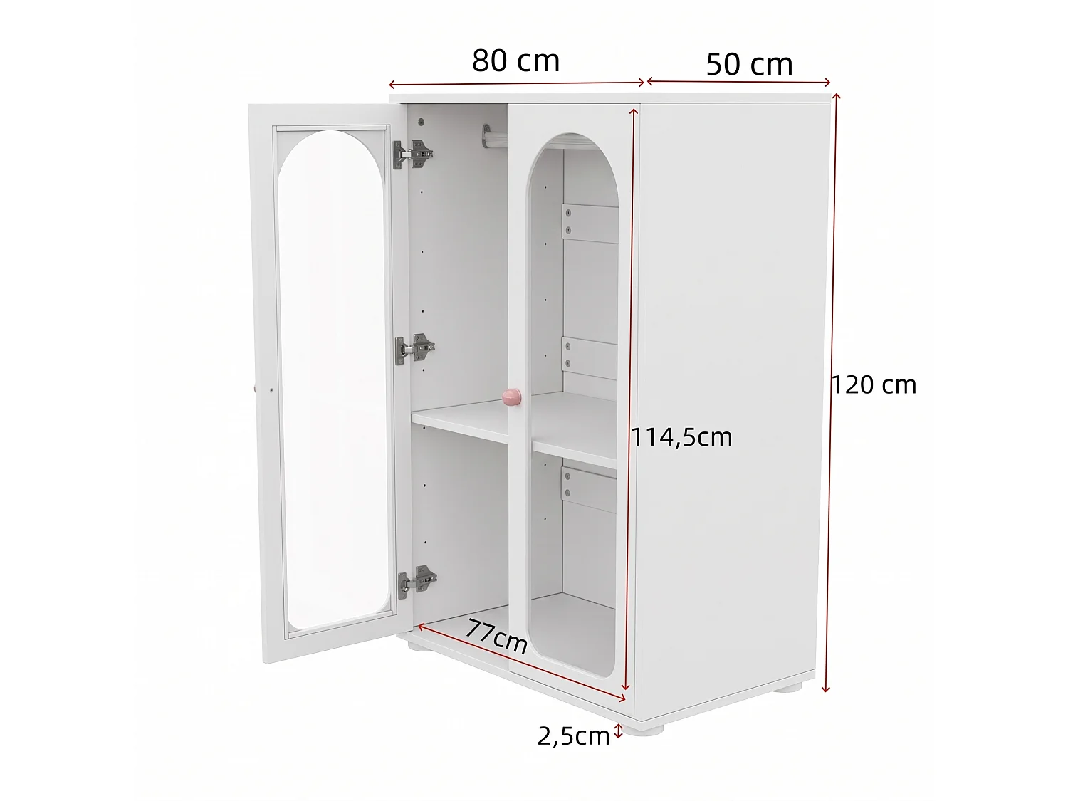 Lot de 2 armoires enfant 2 portes, 1 tringle et étagères réglables - MDF - 160 x 50 x 120 cm - Blanc