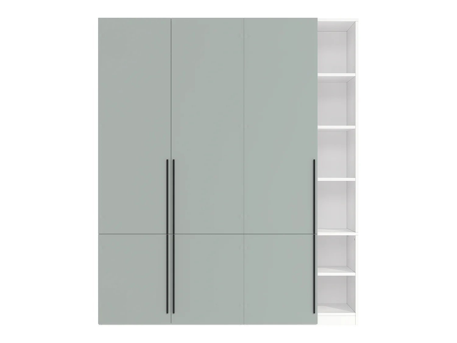 Armoire avec 4 portes, 2 penderies, porte-pantalons coulissant et 14 compartiments - MDF et panneaux de particules - 160 x 50 x 200 cm - gris