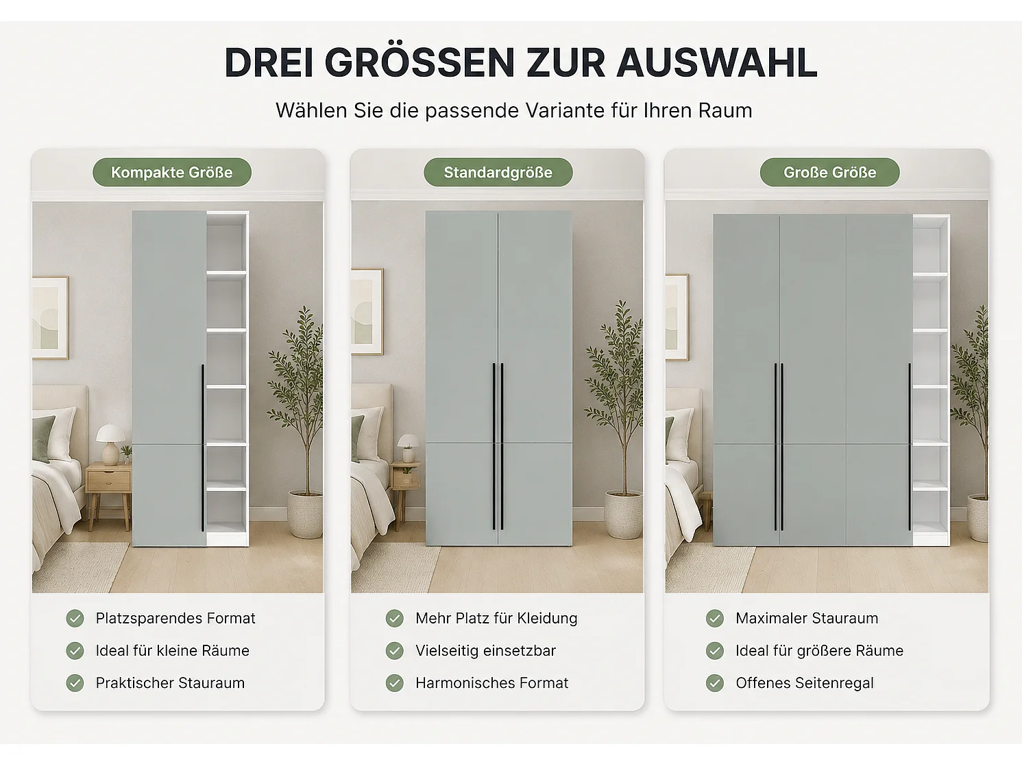 Armoire avec 4 portes, 2 penderies, porte-pantalons coulissant et 14 compartiments - MDF et panneaux de particules - 160 x 50 x 200 cm - gris