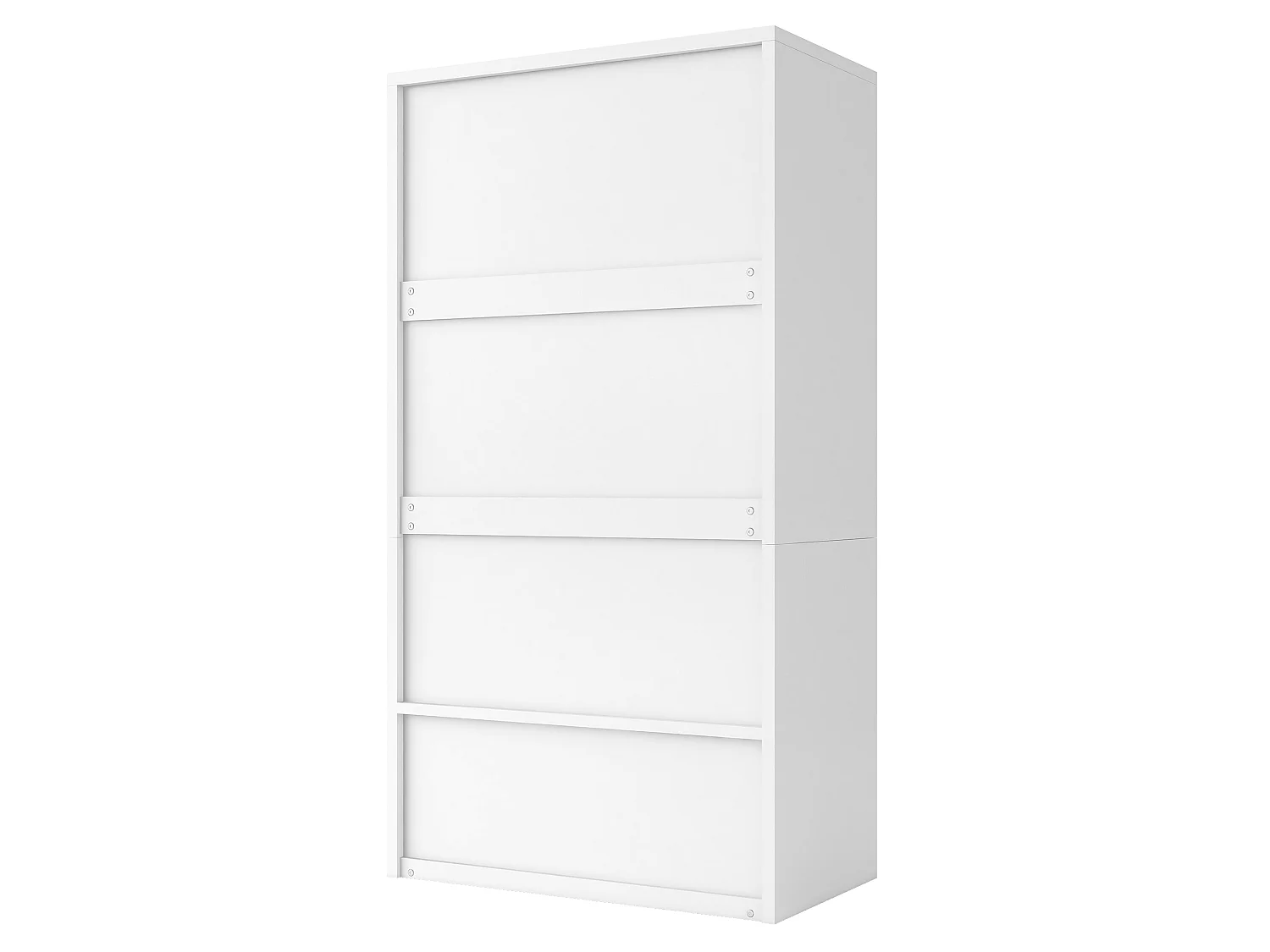 Kleiderschrank mit zwei Türen in Rattanoptik, Kleiderstange und zwei großen Schubladen – Holz und Holzwerkstoffplatten – 90 x 50 x 170 cm – Weiß