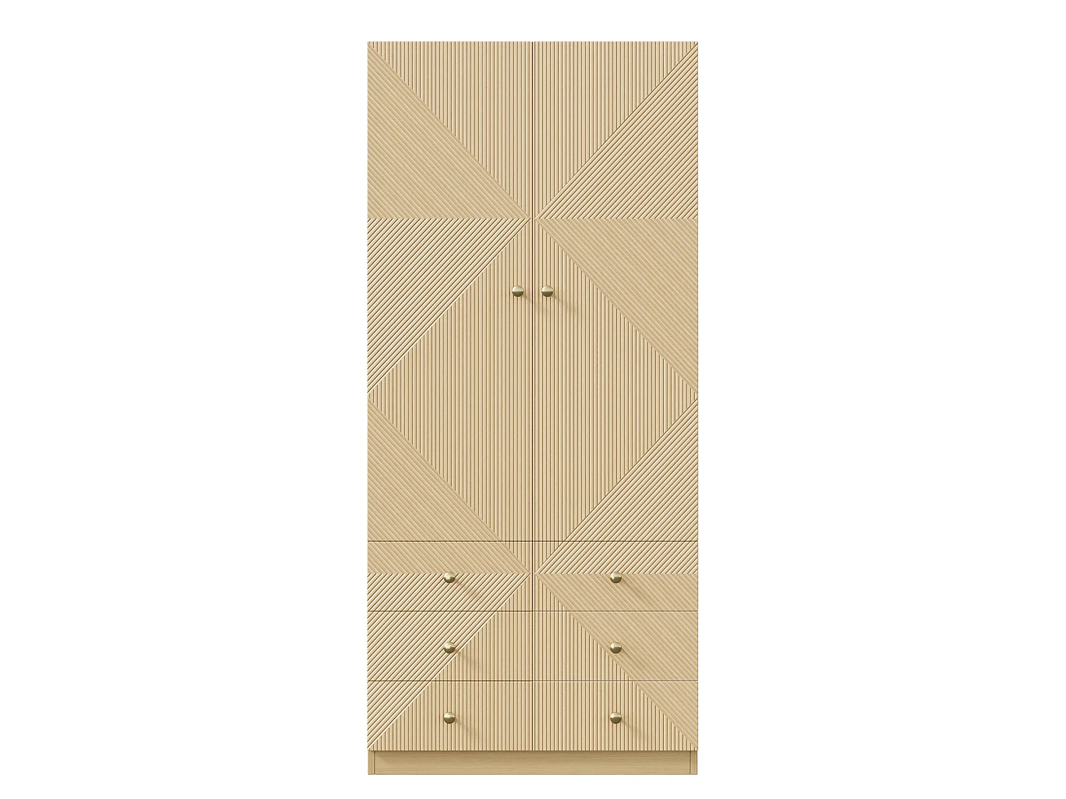 Garderob med 2 dörrar, klädskena och 6 lådor - MDF och stål - 90 x 48 x 200 cm - Ekfinish