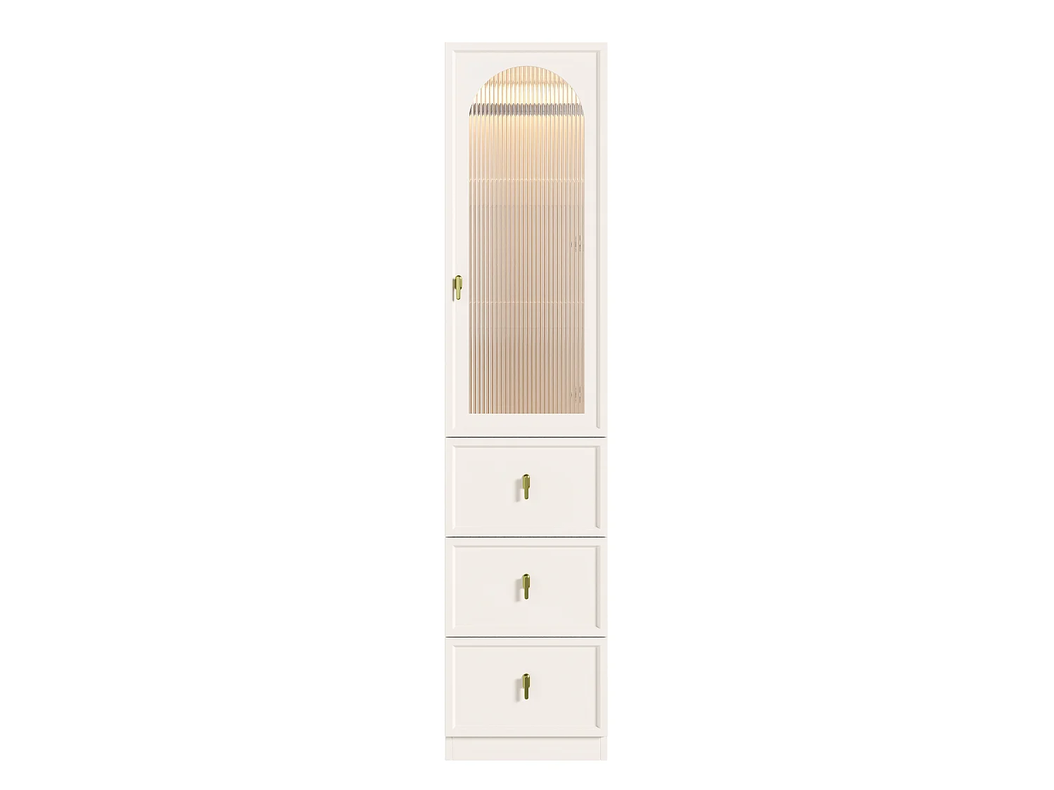 Kleiderschrank mit einer Tür, Kleiderstange, 3 Schubladen und LED-Beleuchtung – MDF – 45 x 48 x 200 cm – Weiß
