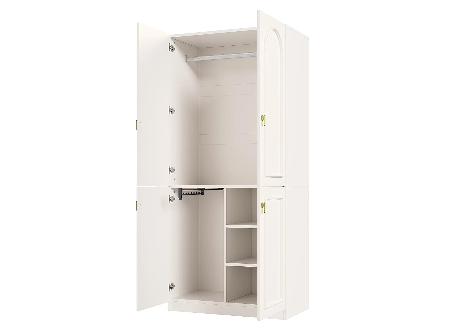 Kleiderschrank mit 2 Kleiderstangen und 3 Einlegeböden – MDF – 90 x 48 x 200 cm – Weiß