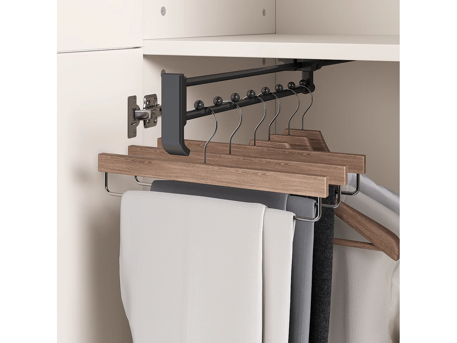 Kleiderschrank mit 2 Kleiderstangen und 3 Einlegeböden – MDF – 90 x 48 x 200 cm – Weiß
