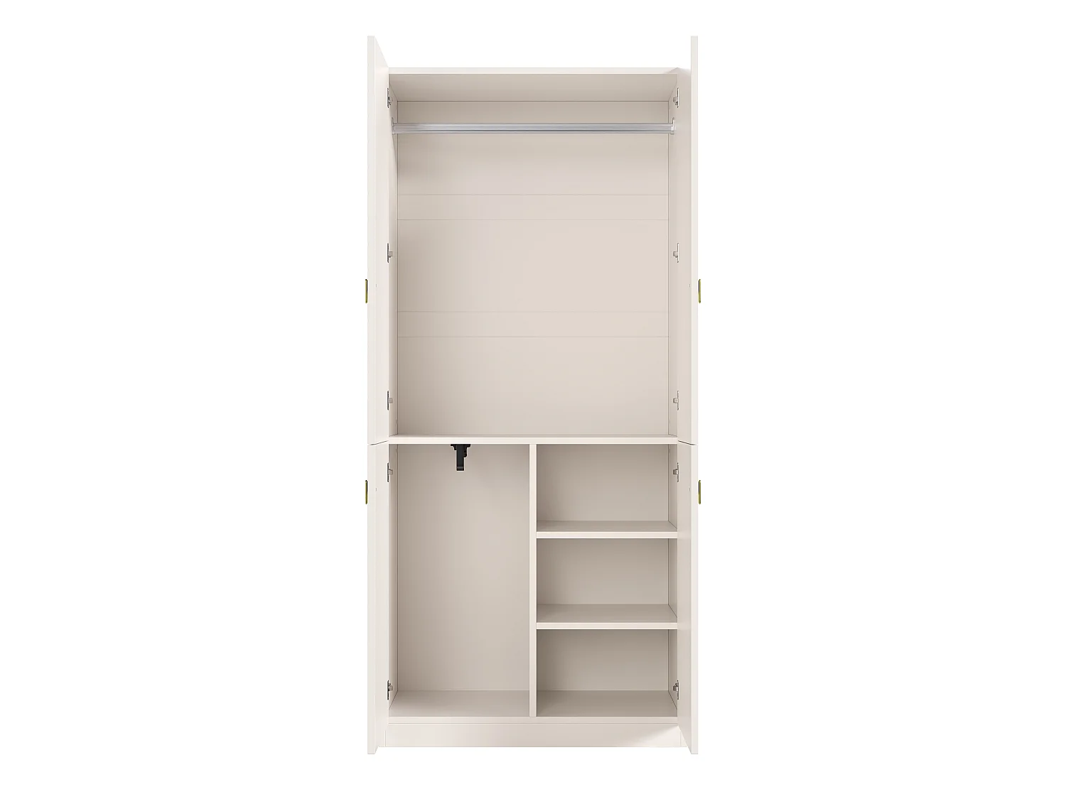 Kleiderschrank mit 2 Kleiderstangen und 3 Einlegeböden – MDF – 90 x 48 x 200 cm – Weiß