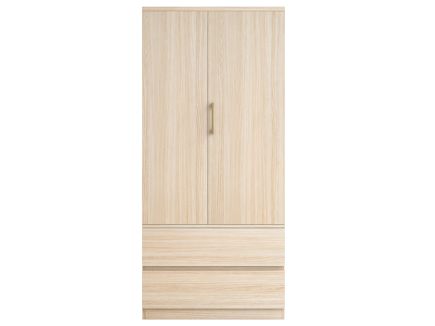 Kleiderschrank mit einer Tür, Kleiderstange, zwei Schubladen und offenen Regalfächern – Holz, Metall, Sperrholz und MDF – 70 x 50 x 175 cm – Holzoptik