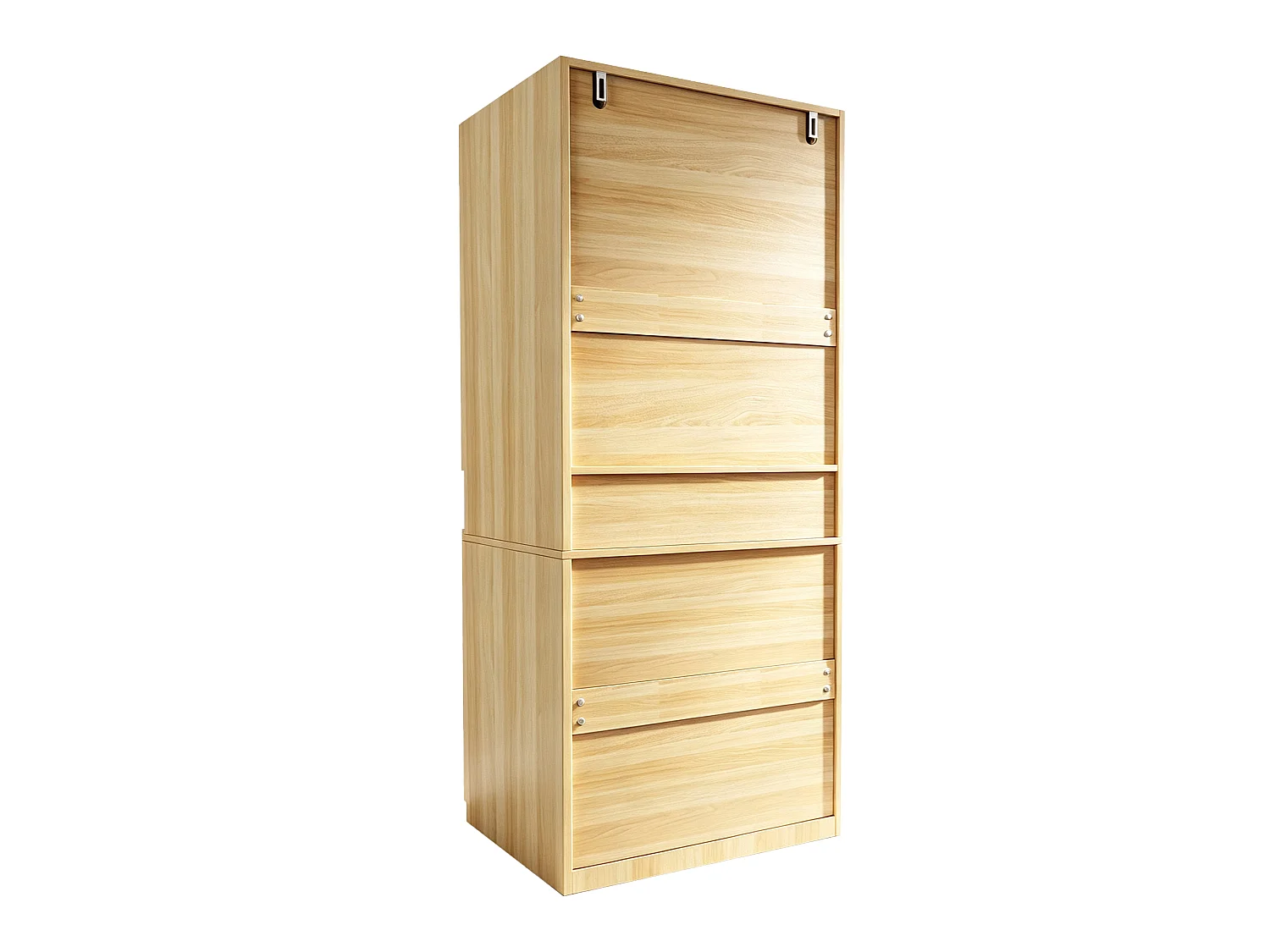 Szafka 4 Drzwi z przegródkami i szafą LED - Panele metalowe i kompozytowe - 70 x 55 x 180 cm - Wygląd drewna