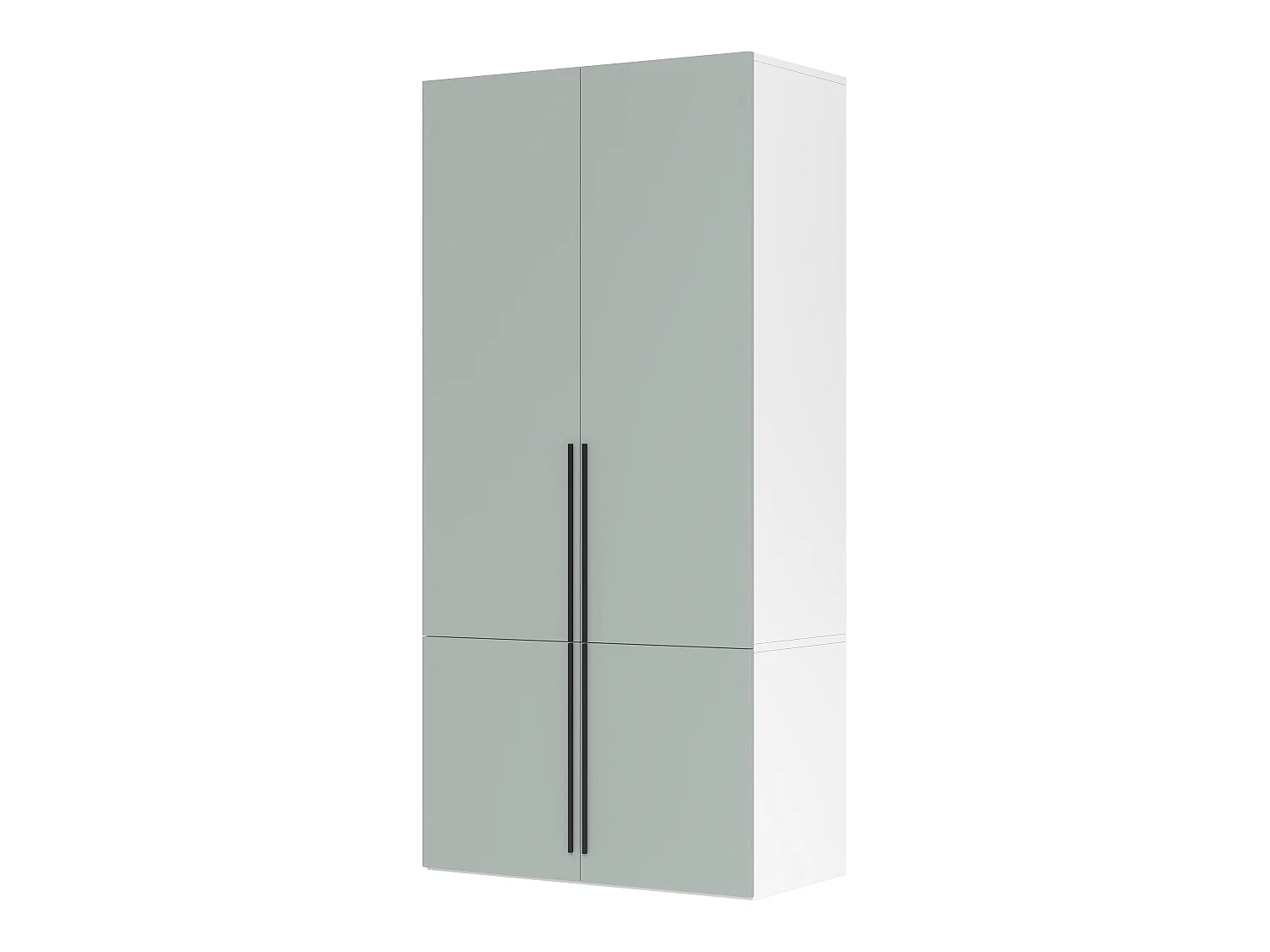 Armoire à 4 portes battantes, 1 penderie, porte-pantalons coulissant et 4 compartiments - MDF et panneaux de particules - 90 x 50 x 200 cm - gris