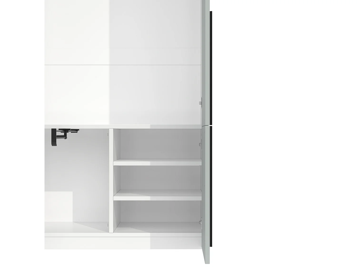 Armoire à 4 portes battantes, 1 penderie, porte-pantalons coulissant et 4 compartiments - MDF et panneaux de particules - 90 x 50 x 200 cm - gris