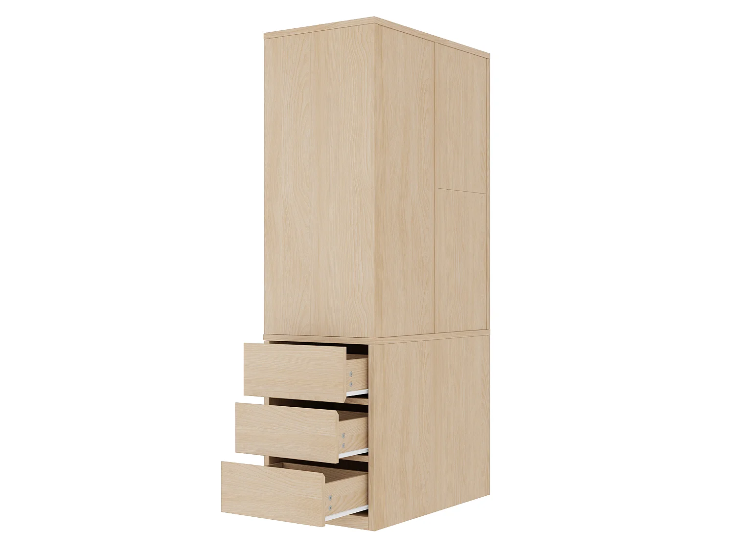Kleiderschrank mit Kleiderstange, 4 Schubladen und offenen Regalfächern – Sperrholz und MDF – 70 x 50 x 170 cm – Holzoptik