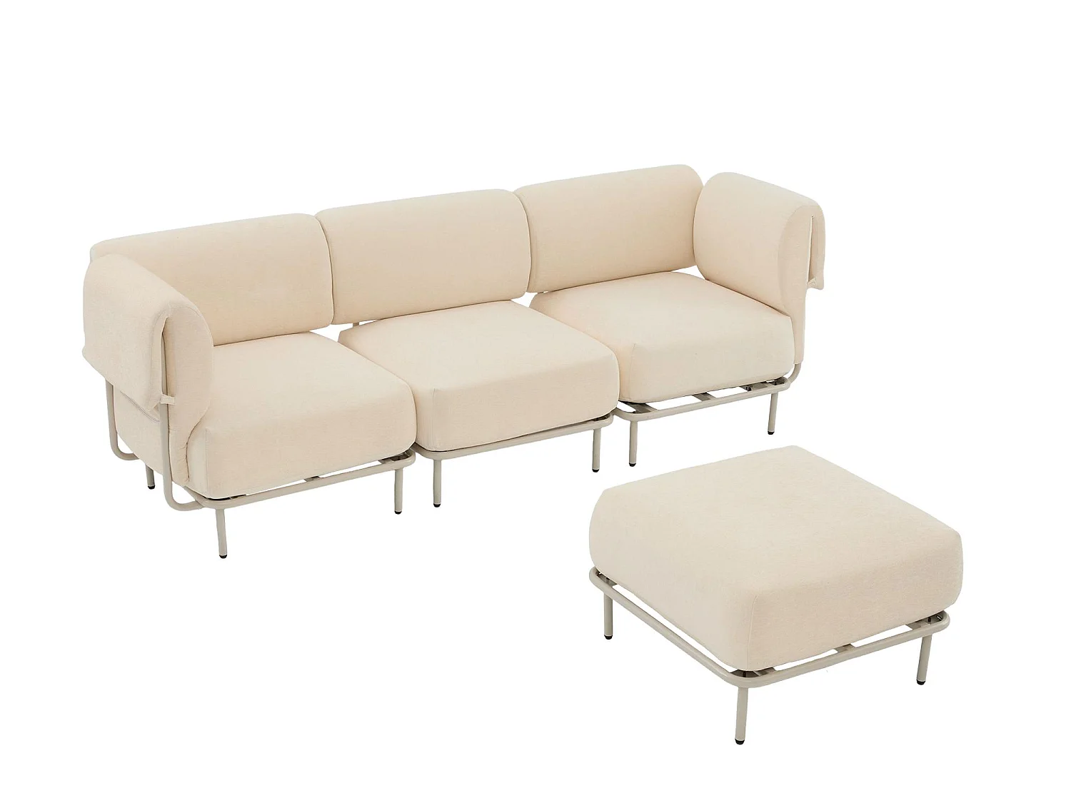 Canapé d'Angle Modulable 4 Places en Chenille Gris 251x155x78cm - LVHOM - Canapé L-Forme avec Pouf, Pieds Métal Réglables pour Salon