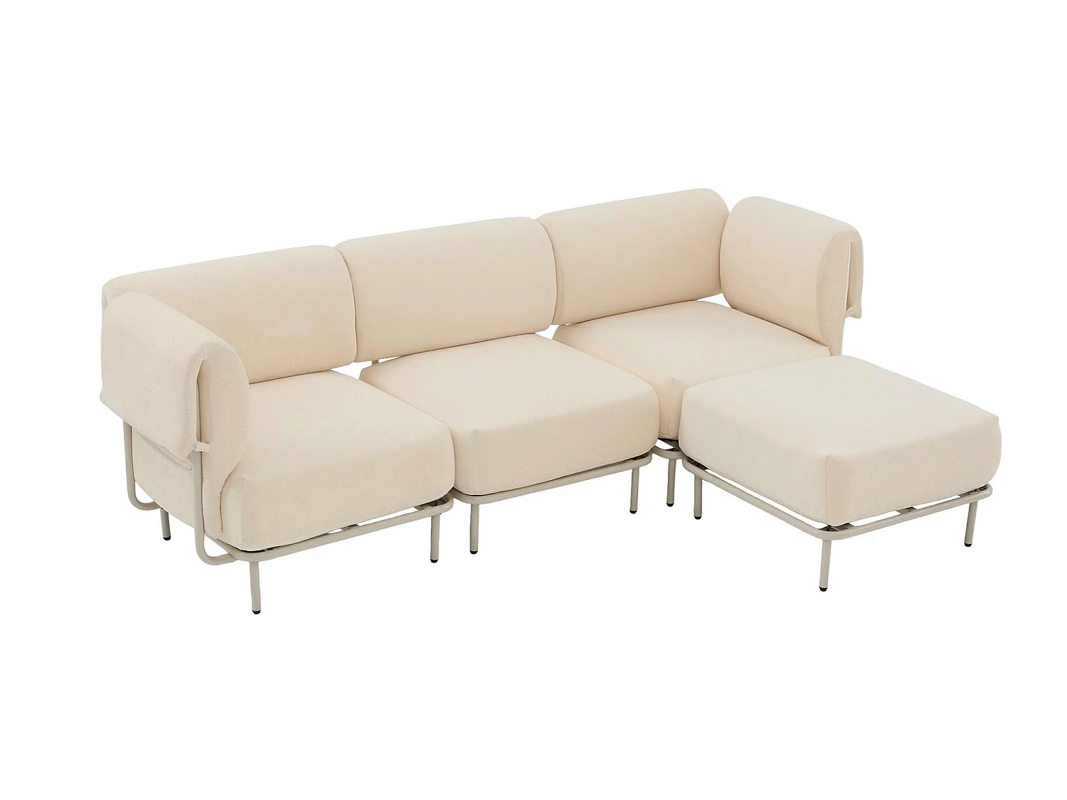 Canapé d'Angle Modulable 4 Places en Chenille Gris 251x155x78cm - LVHOM - Canapé L-Forme avec Pouf, Pieds Métal Réglables pour Salon