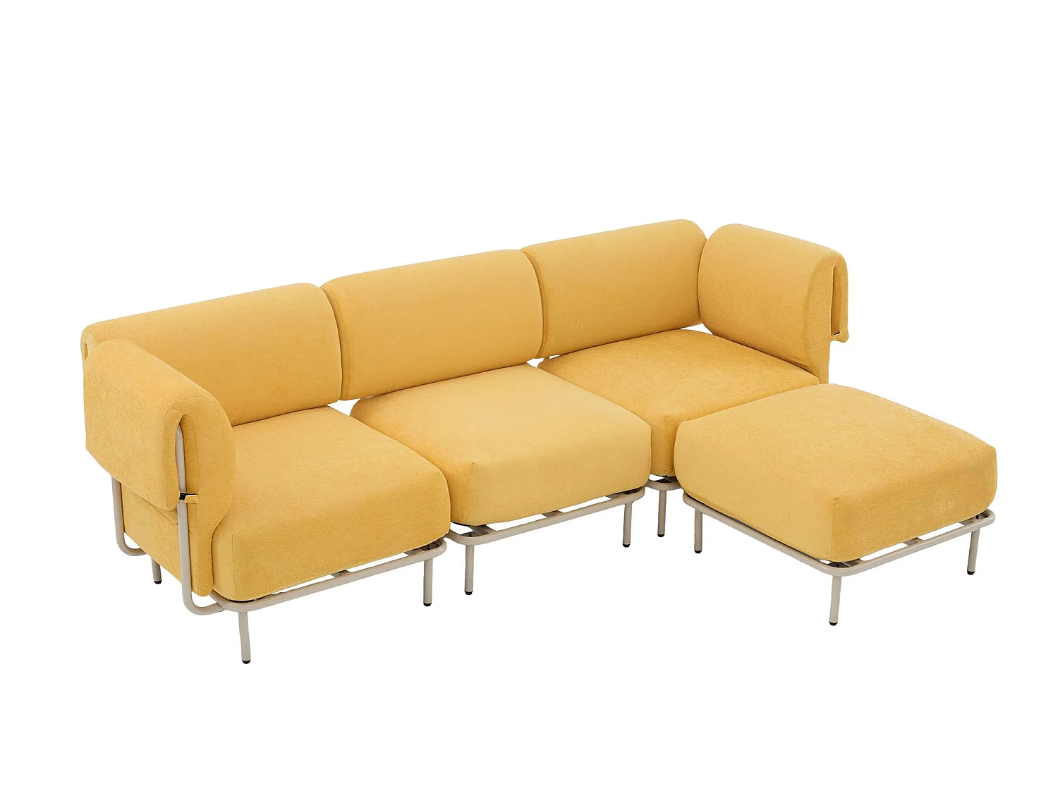 Canapé d'Angle Modulable 4 Places en Chenille Gris 251x155x78cm - LVHOM - Canapé L-Forme avec Pouf, Pieds Métal Réglables pour Salon
