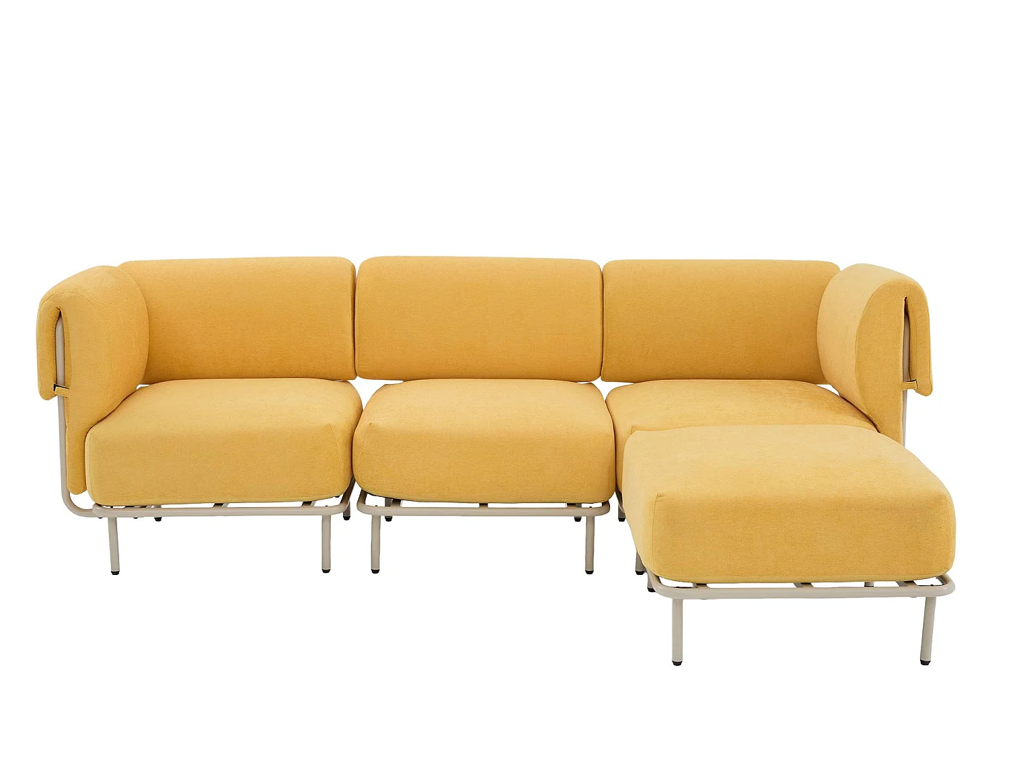 Canapé d'Angle Modulable 4 Places en Chenille Gris 251x155x78cm - LVHOM - Canapé L-Forme avec Pouf, Pieds Métal Réglables pour Salon