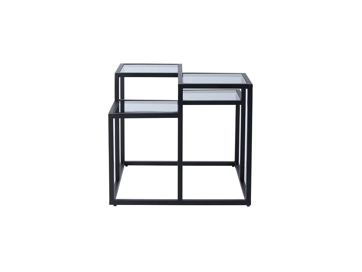 Table d'Appoint 4 Plateaux "Steps" 60cm Noir