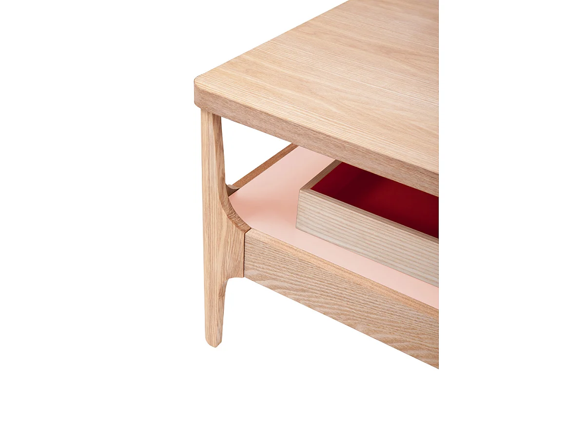Table Basse 2 Plateaux "Addison" 120cm Naturel & Rose