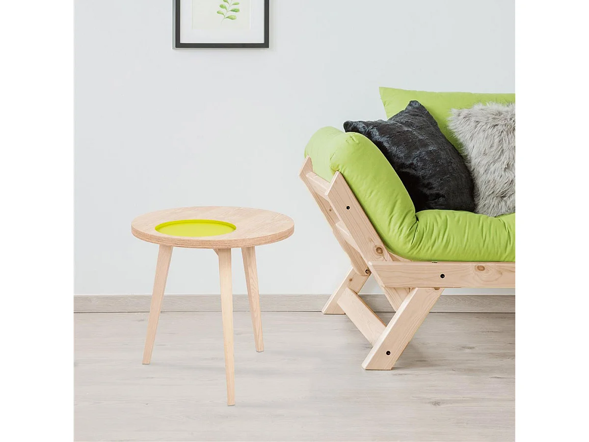 Table d'Appoint Design "Addison" 50cm Naturel & Vert