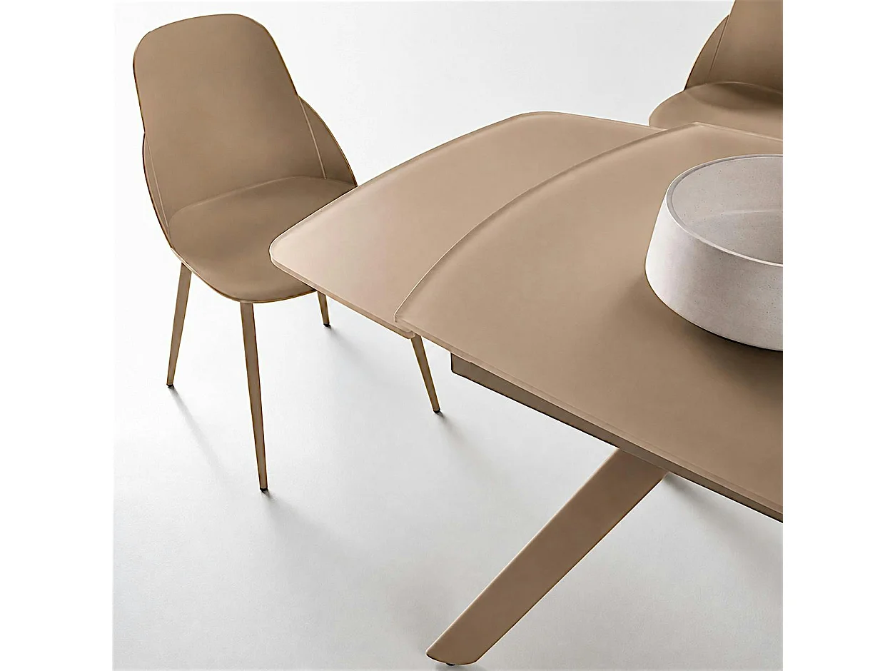 Table extensible en verre marron clair 140-210 cm ALBA
