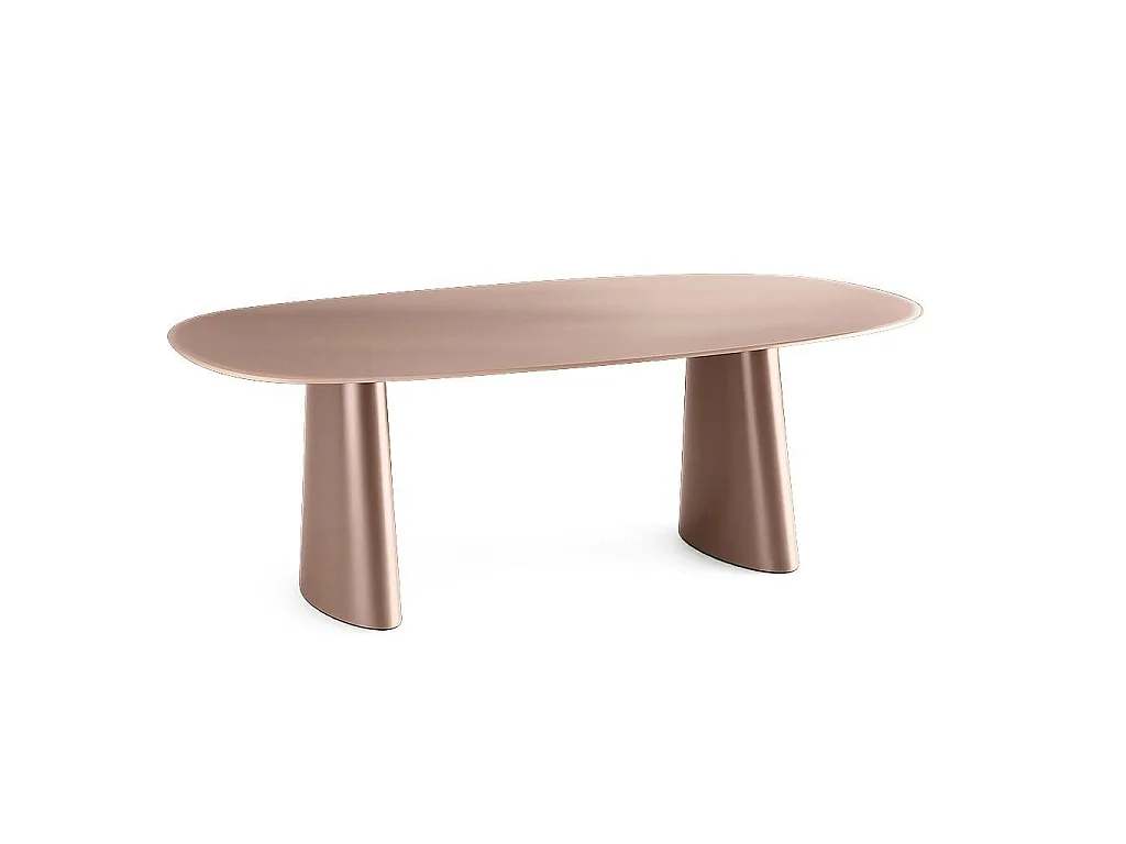 Table à manger design en verre rose argile 220 cm ALBA