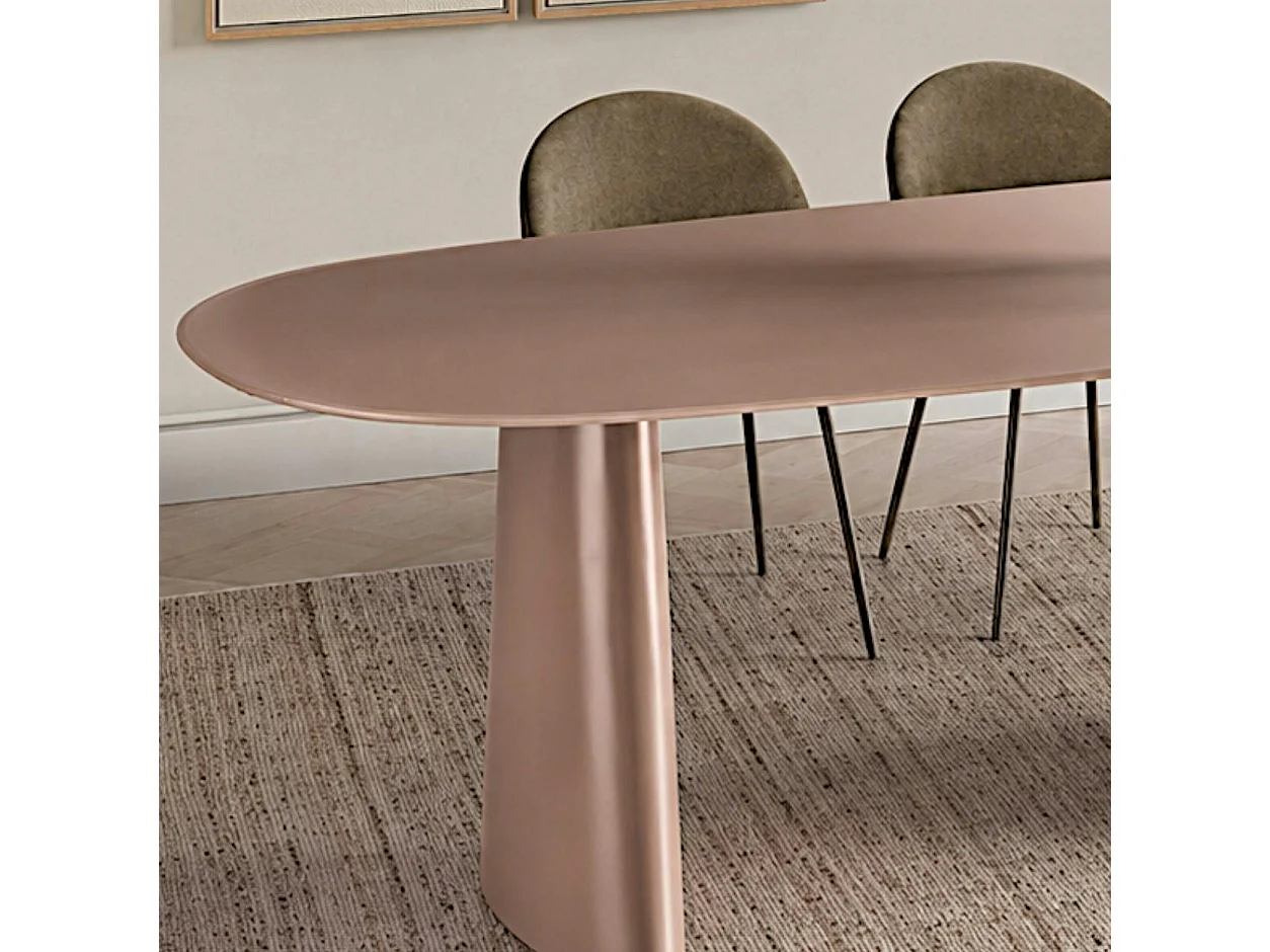 Table à manger design en verre rose argile 220 cm ALBA